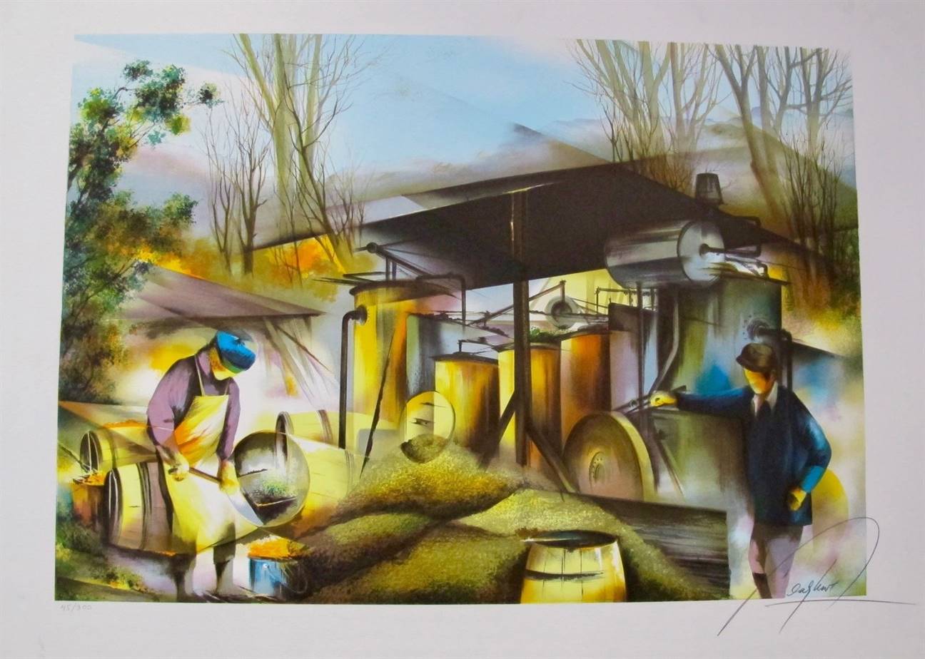 Raymond Poulet Hand Signed Limited Edition Lithograph:"Threshing"