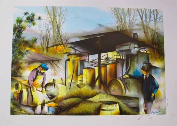 Raymond Poulet Hand Signed Limited Edition Lithograph:"Threshing"