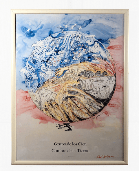 Red Grooms Rare Vintage Artist Signed Offset Lithograph: "Group of Hundred Earth Summit"