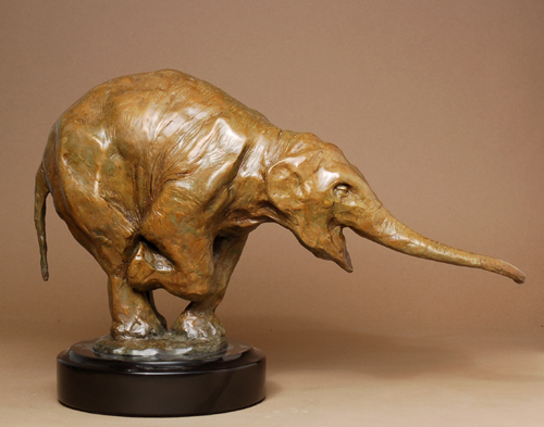 Rembrandt Bugatti Handcrafted Solid Bronze Sculpture:"Elephant Begging"