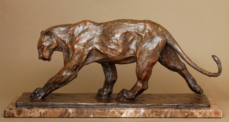 Rembrandt Bugatti Handcrafted Solid Bronze Sculpture:"Walking Panther"