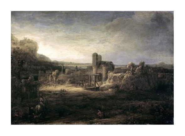 Rembrandt Van Rijn Fine Art Open Edition Gicl&eacute;e:"Landscape with a Church"