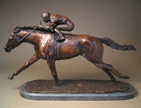 Rene Rushing Handcrafted Solid Bronze Sculpture:"Drive to the Finish" Rene Rushing Handcrafted Solid Bronze Sculpture:"Drive to the Finish"