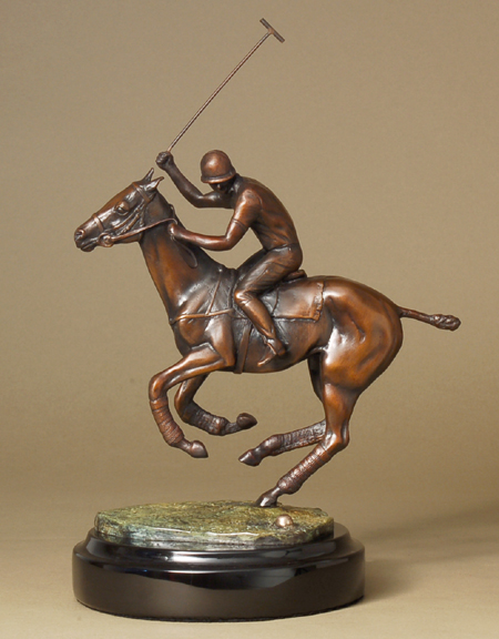 Rene Rushing Handcrafted Solid Bronze Sculpture:"Polo Player"