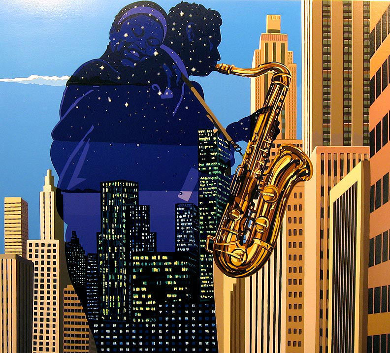 Reudor Limited Edition Serigraph on Paper:"City Serenade"