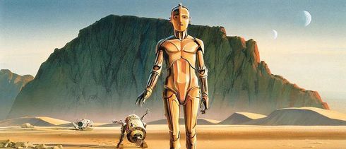 Ralph McQuarrie Star Wars Limited Edition Canvas:"Two Droids"