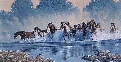 RICHARD LUCE 15X29 Secondary Market Art: "FREE SPIRITS"