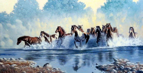 Richard Luce Print-Signed:"Free Spirits"