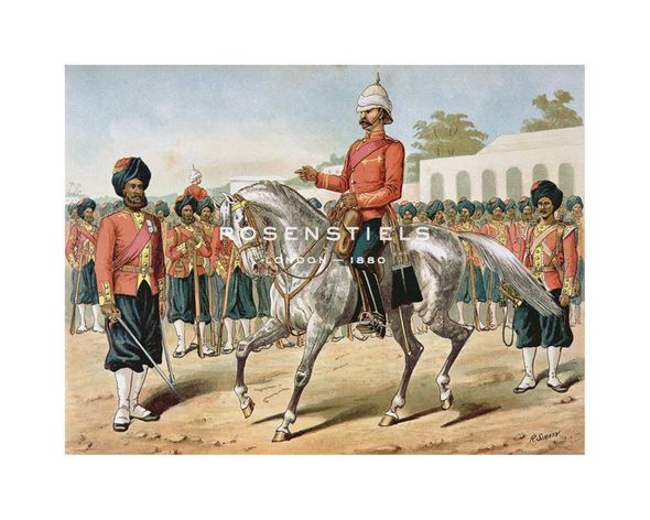 Richard Simkin Hand Numbered Limited Edition Print on Paper :"The 7th Bengal Infantry on Parade"