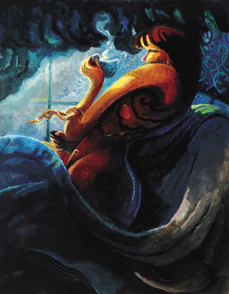 Rigo Rivas Hand Signed and Numbered Limited Edition Giclee: "Coffee and Cookies"