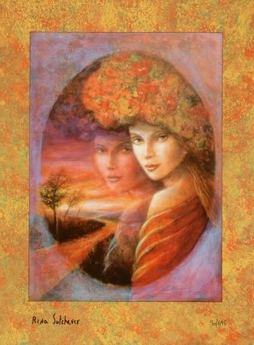 Rina Sutzkever Hand Signed and Numbered Limited Edition Embellished Lithograph on Wood: " Purple Vale "