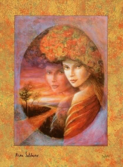 Rina Sutzkever Hand Signed and Numbered Limited Edition Embellished Lithograph on Wood: " Purple Vale "