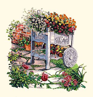 Rios Handsigned and Numbered Limited Edition :Serigraph on Paper:"The Side Garden (Country House Suite)"