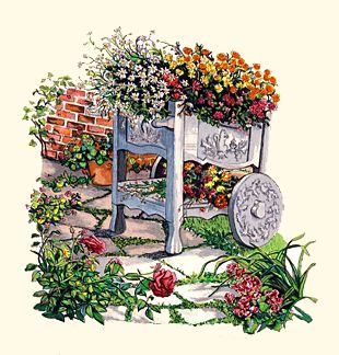 Rios Handsigned and Numbered Limited Edition :Serigraph on Paper:"The Side Garden (Country House Suite)"