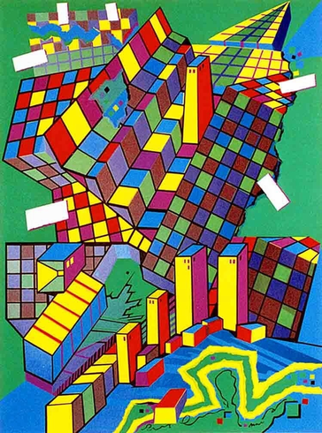 Risaburo Kimura Limited Edition Mixed Multi Media: "CITY" Risaburo Kimura Limited Edition Mixed Multi Media: "CITY"