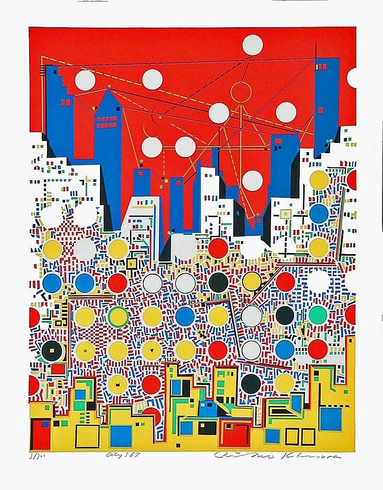 Risaburo Kimura Signed Limited Edition Mixed Multi Media: "CITY" Risaburo Kimura Signed Limited Edition Mixed Multi Media: "CITY"