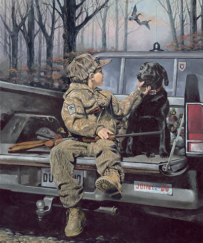 RJ McDonald Print-Signed and Numbered:"Forever Friends Black Lab Hunting Print"