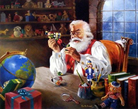 RJ McDonald Print-Signed and Numbered:"Santa's Approval Christmas Print"