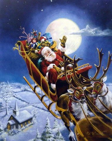 RJ McDonald Print-Signed and Numbered:"Santa's Big Night"