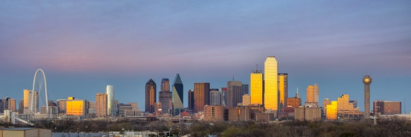 Rob Greebon 20 x 60 Open Edition Signed Giclee on Canvas:"Panorama of Dallas Texas"
