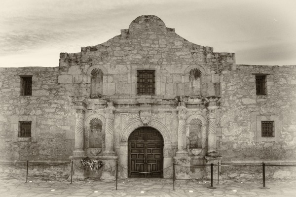 Rob Greebon 30 x 45 Open Edition Giclee on Canvas:"The Alamo in Sepia 1"