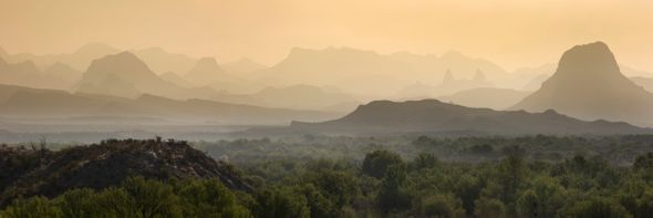 Rob Greebon 48 x 144 Open Edition Giclee on Canvas:"Chisos Mountains Silhouette Pano 1"