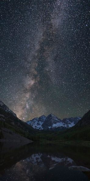 Rob Greebon 50 x 25 Open Edition Giclee on Canvas:"The Maroon Bells Under a Summer Milky Way"