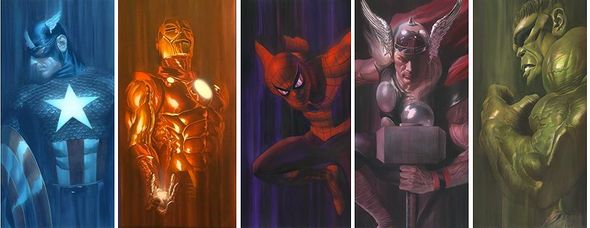 Alex Ross Artist Signed Special Release EP Canvas Giclee:"Marvel SHADOWS Set of 5"