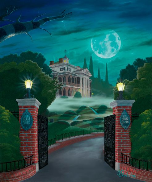 Michael Provenza Artist Signed Hand-Embellished Ltd Ed Gallery Wrap Canvas:"Welcome to the Haunted Mansion"