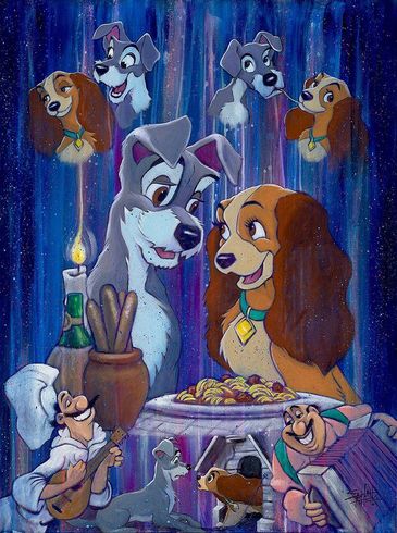 Stephen Fishwick Signed Disney Ltd Ed Gallery Wrap Canvas:"Happy Couple"
