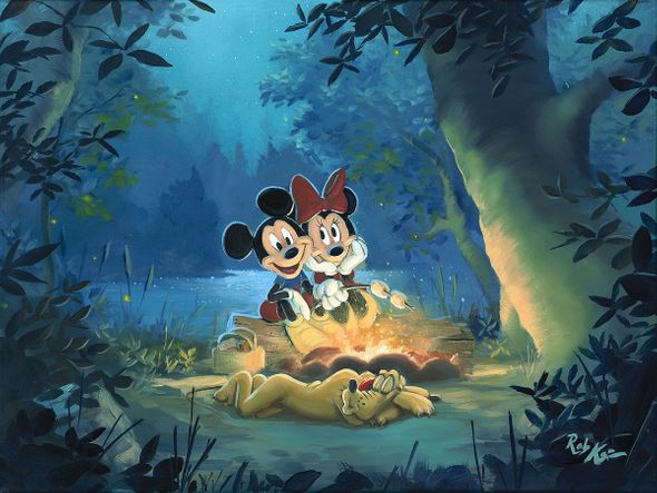 Rob Kaz Signed and Numbered Limited Edition Hand-Embellished Gicl&eacute;e on Canvas:"Family Camp Out"