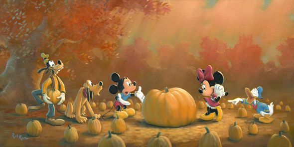 Rob Kaz Signed and Numbered Limited Edition Hand Embellished Gicl&eacute;e on Canvas:"Picking the Perfect Pumpkin"