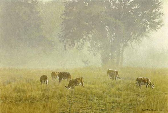 ROBERT BATEMAN 11X16 Secondary Market Art: "SUMMER MORNING PASTURE"