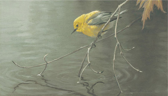 ROBERT BATEMAN 13X20 Secondary Market Art: "PROTHONOTARY WARBLER"