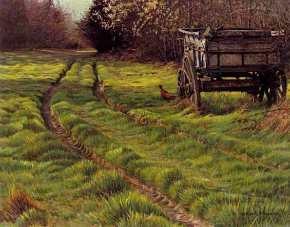 ROBERT BATEMAN 15X19 Secondary Market Art: "COUNTRY LANE PHEASANT"