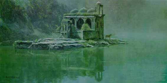 ROBERT BATEMAN 16X33 Secondary Market Art: "HINDU TEMPLE"