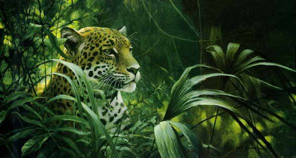 ROBERT BATEMAN 17X26 Secondary Market Art: "SYMBOL RAINFOREST JAGR"