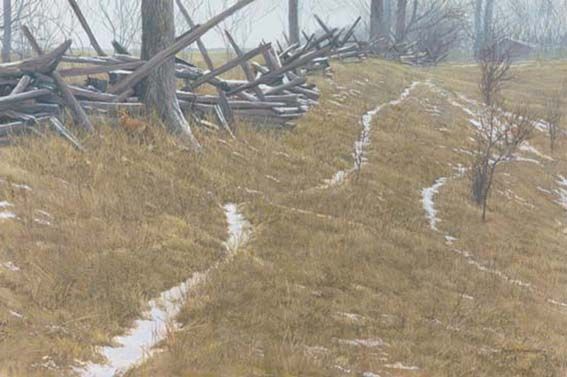 ROBERT BATEMAN 22X33 Secondary Market Art: "PASTURE TRAILS RED FOX"