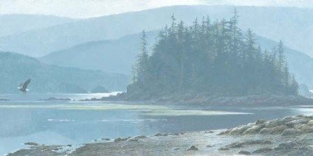 ROBERT BATEMAN 24X12 Secondary Market Art: "ALONG COAST EAGLE GCNV"