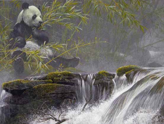 ROBERT BATEMAN 32X25 Secondary Market Art: "GIANT PANDA 1985"