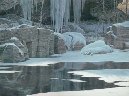 ROBERT BATEMAN 36X48 Secondary Market Art: "WINTER REFLECT APGCNV"