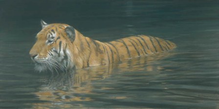 ROBERT BATEMAN 48X24 Secondary Market Art: "RIVER FORD TIGER GCNV"