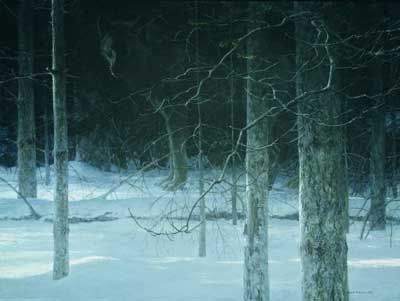 ROBERT BATEMAN 48X36 Secondary Market Art: "MIDNIGHT BLACK WLF CNV"