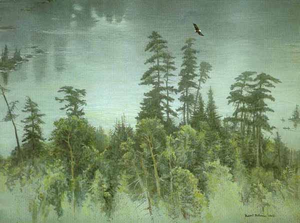ROBERT BATEMAN 8X11 Secondary Market Art: "BIG PINES TEMAGAMI"
