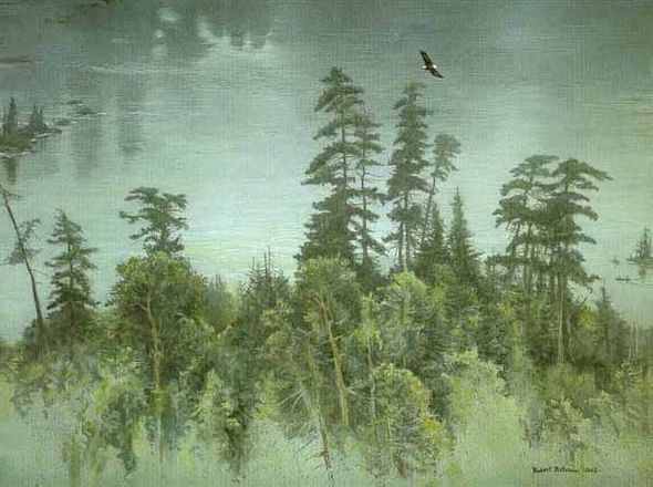 ROBERT BATEMAN 8X11 Secondary Market Art: "BIG PINES TEMAGAMI"