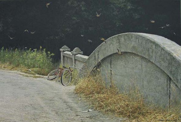 Robert Bateman Hand Signed And Numbered Limited Edition Canvas Giclee :"At the Bridge - Cliff Swallows "