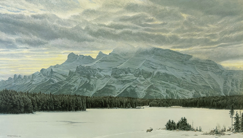 Robert Bateman Hand Signed Limited Edition Canvas Giclee :"The Awesome Land - American Elk" Robert Bateman Hand Signed Limited Edition Canvas Giclee :"The Awesome Land - American Elk"