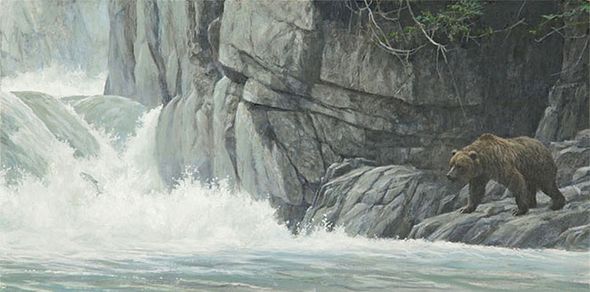 Robert Bateman Hand Signed And Numbered Limited Edition Print and Canvas Giclee :"Fishing Hole (Grizzly)"