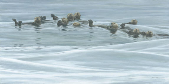 Robert Bateman Hand-Signed and Numbered Limited Edition Print and Canvas Giclee:"Raft of Otters"
