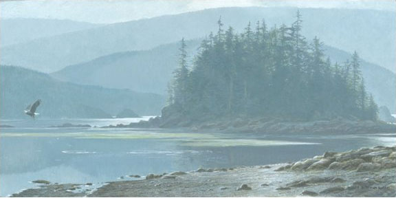 Robert Bateman Handsigned and Numbered Limited Edition Giclee on Canvas:"Along the Coast-Bald Eagle"